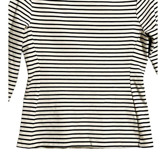 Caslon black/ivory striped ponte top back zipper, Size S - Picture 4 of 9